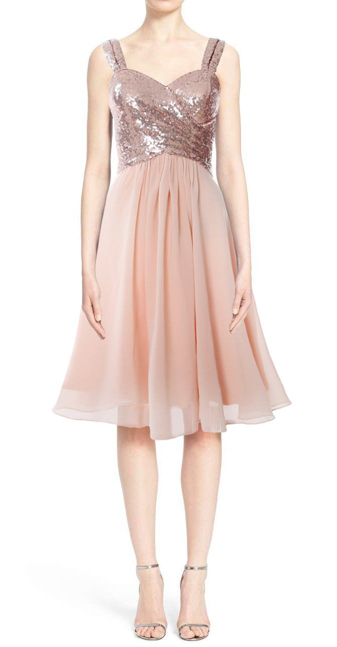 MACloth Gorgeous Sequin Short Bridesmaid Dress Cowl Back Cocktail Formal Gown