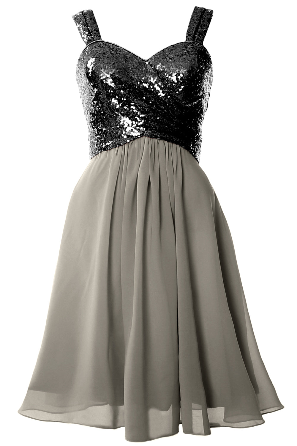 MACloth Gorgeous Sequin Short Bridesmaid Dress Cowl Back Cocktail Formal Gown