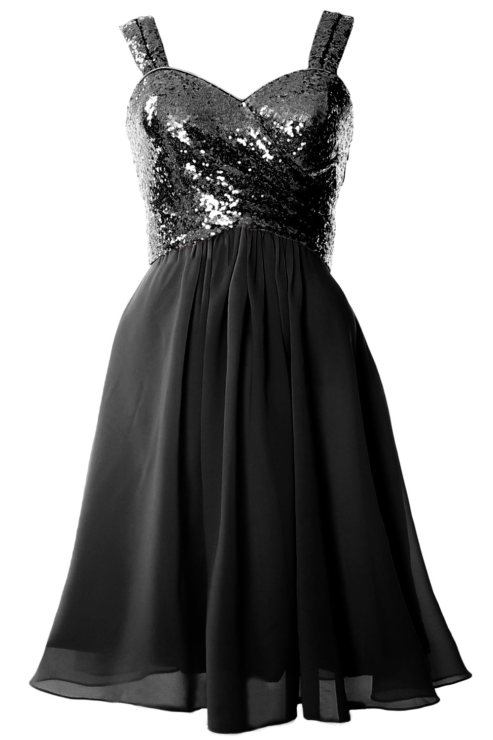 MACloth Gorgeous Sequin Short Bridesmaid Dress Cowl Back Cocktail Formal Gown