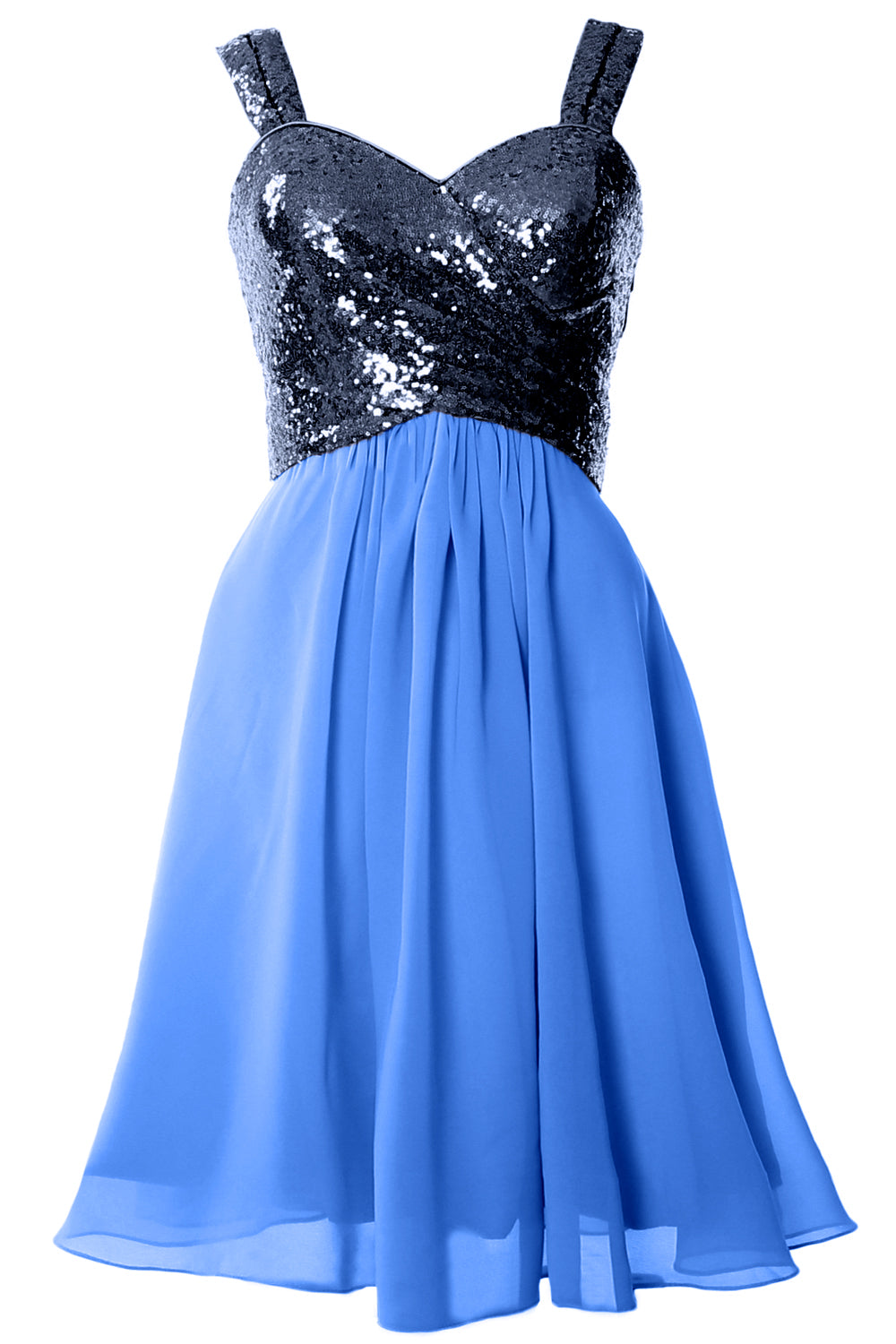 MACloth Gorgeous Sequin Short Bridesmaid Dress Cowl Back Cocktail Formal Gown