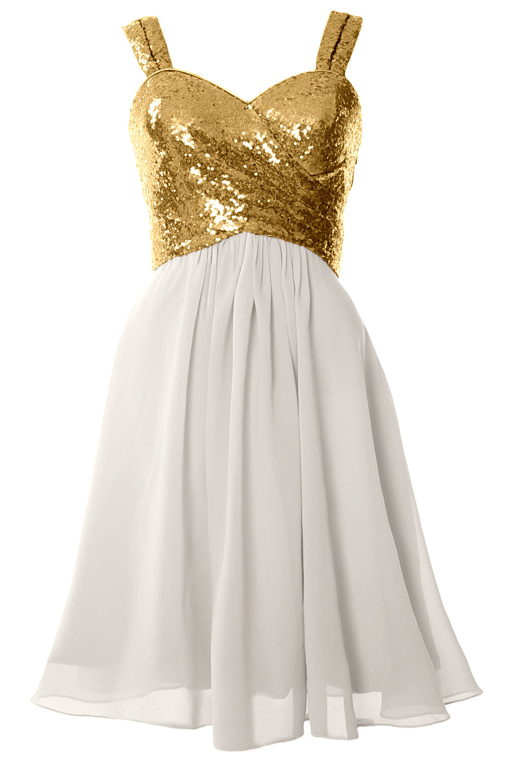 MACloth Gorgeous Sequin Short Bridesmaid Dress Cowl Back Cocktail Formal Gown