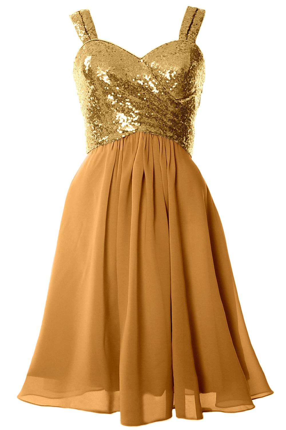 MACloth Gorgeous Sequin Short Bridesmaid Dress Cowl Back Cocktail Formal Gown