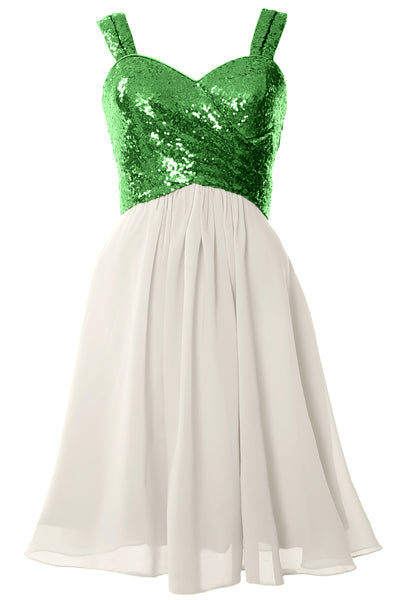 MACloth Gorgeous Sequin Short Bridesmaid Dress Cowl Back Cocktail Formal Gown