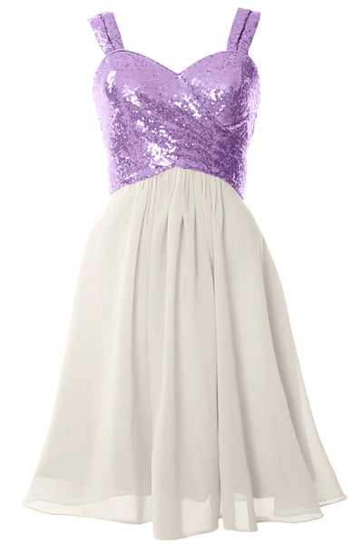 MACloth Gorgeous Sequin Short Bridesmaid Dress Cowl Back Cocktail Formal Gown