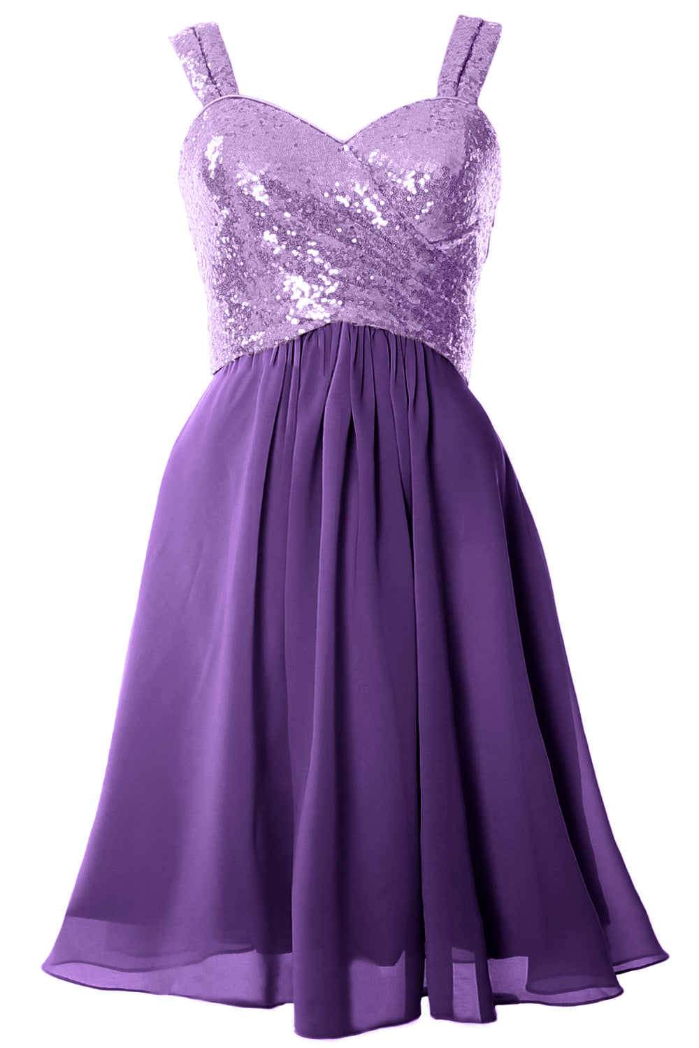 MACloth Gorgeous Sequin Short Bridesmaid Dress Cowl Back Cocktail Formal Gown