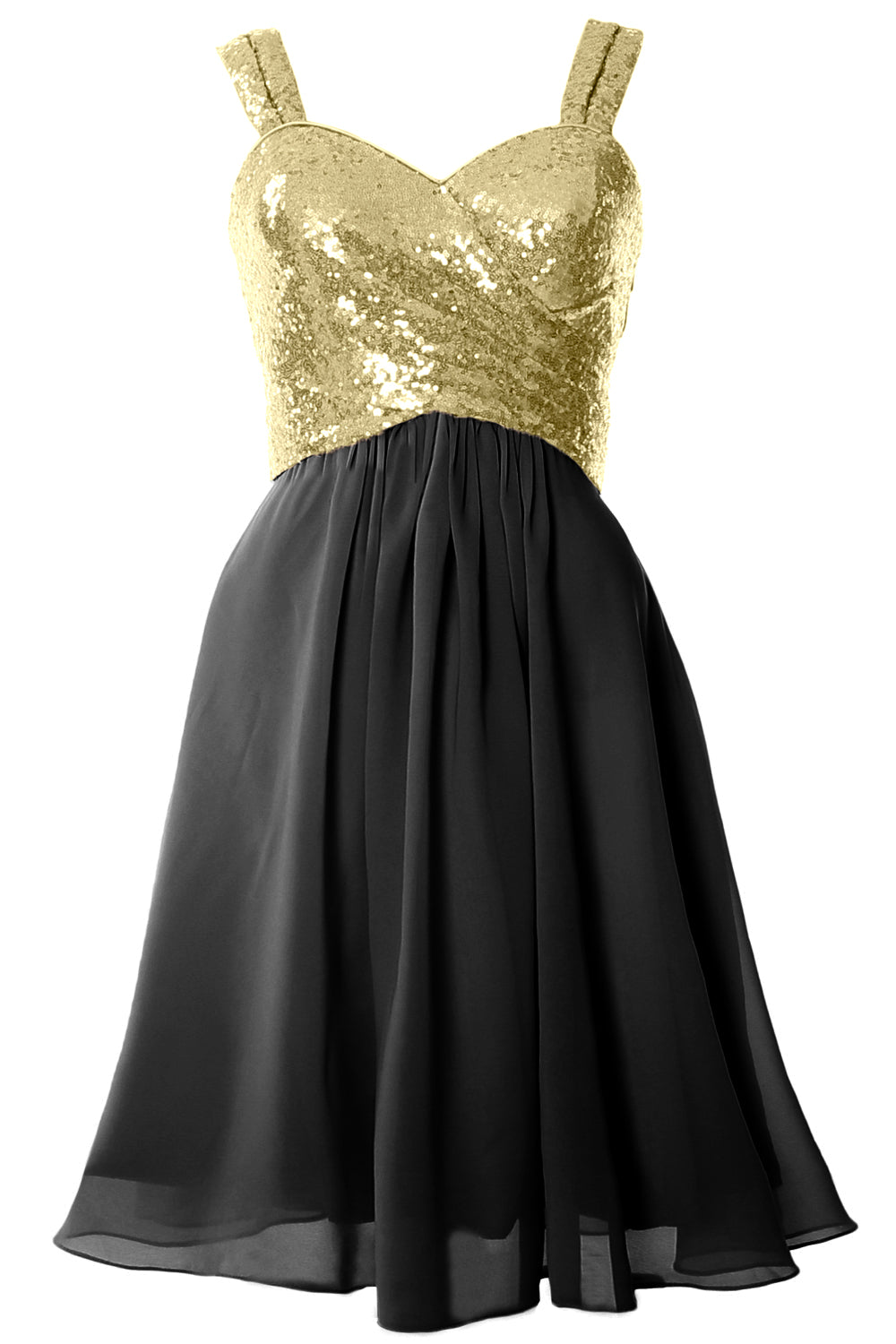 MACloth Gorgeous Sequin Short Bridesmaid Dress Cowl Back Cocktail Formal Gown