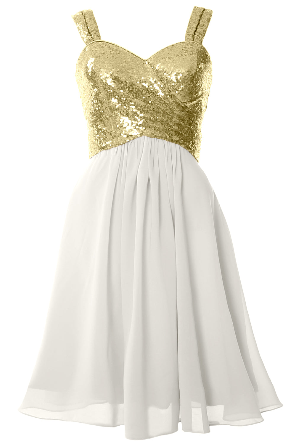 MACloth Gorgeous Sequin Short Bridesmaid Dress Cowl Back Cocktail Formal Gown