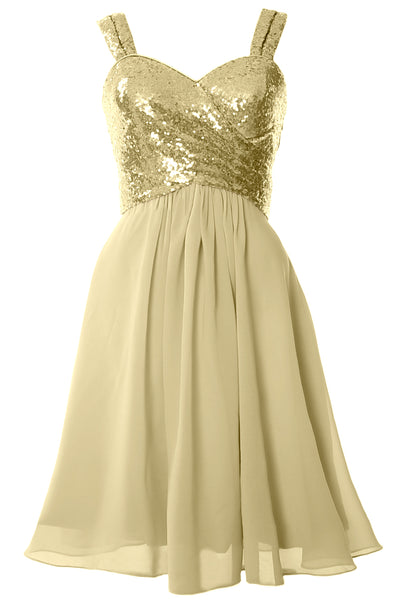 MACloth Gorgeous Sequin Short Bridesmaid Dress Cowl Back Cocktail Formal Gown