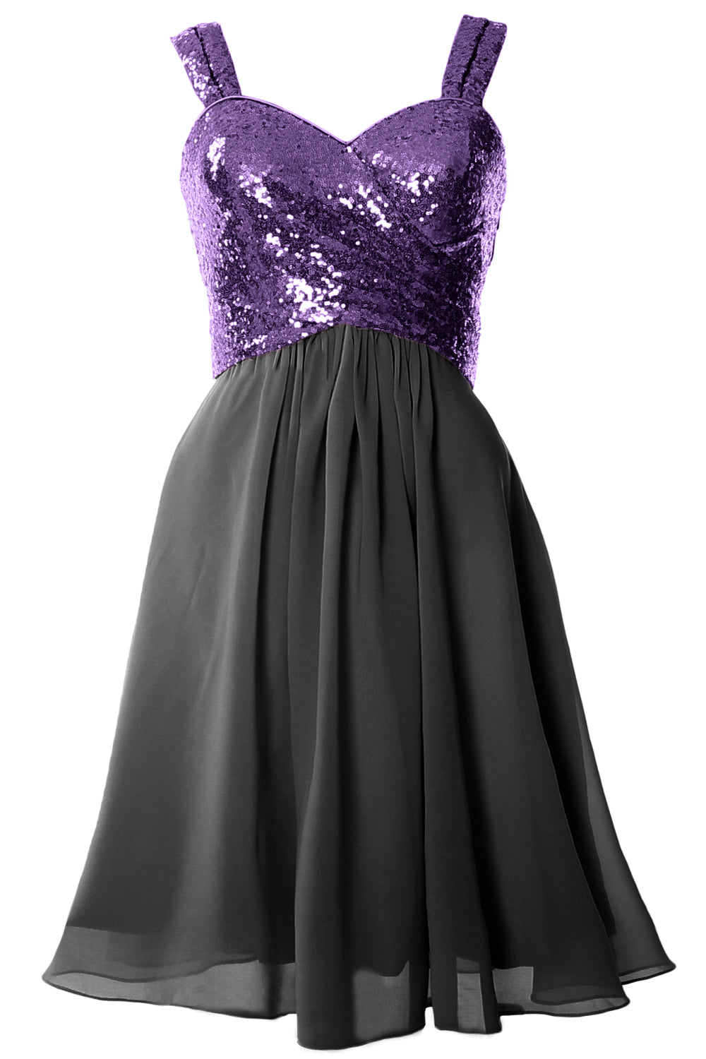 MACloth Gorgeous Sequin Short Bridesmaid Dress Cowl Back Cocktail Formal Gown