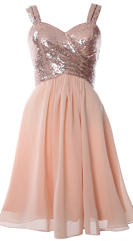 MACloth Gorgeous Sequin Short Bridesmaid Dress Cowl Back Cocktail Formal Gown