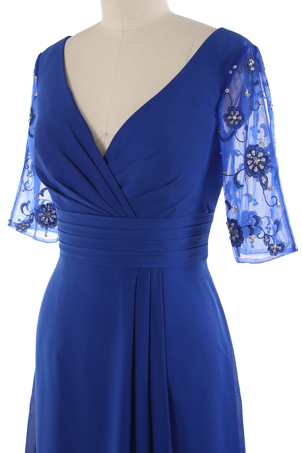 Vestido de novia largo de media manga con escote en V de MACloth para mujer