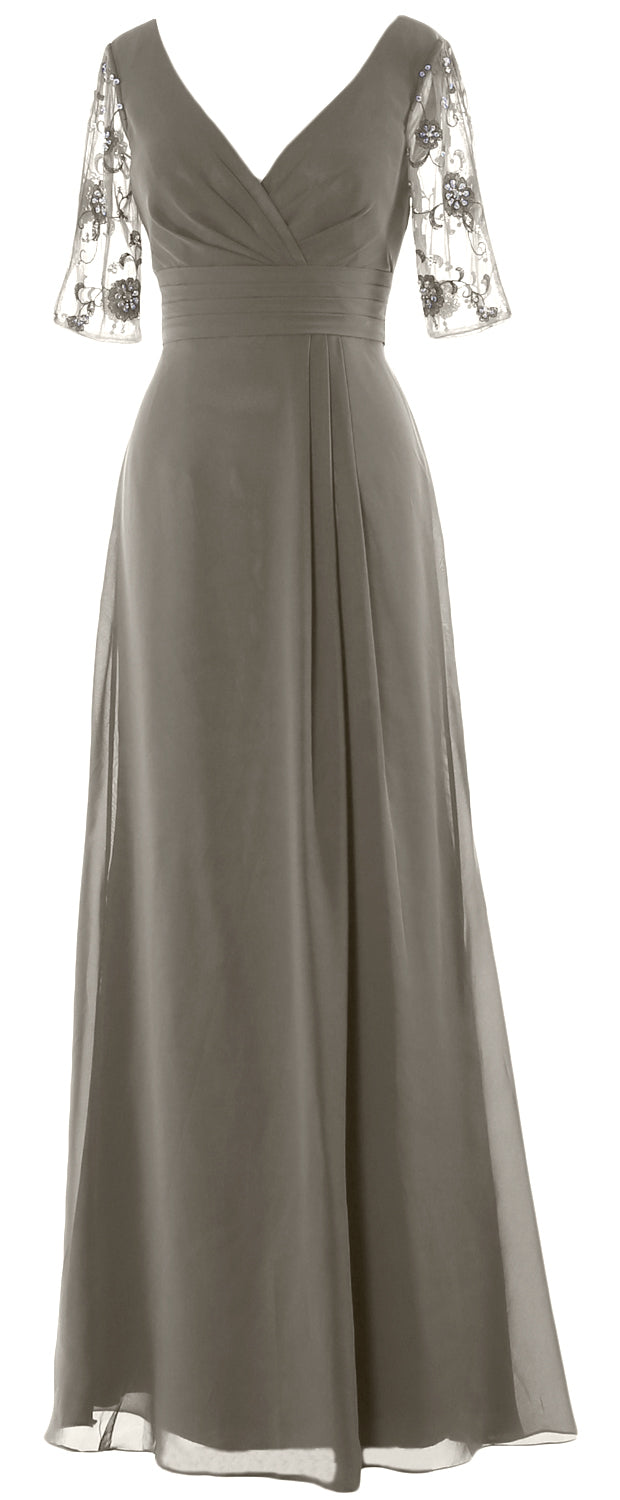 MACloth Women Half Sleeves Long Mother of The Bride Dress V Neck Formal Gown Royal Blue / Above Knee / US14 MACloth Women Half Sleeves Long Mother of The Bride Dress V Neck Formal Gown Royal Blue / Above Knee / US14