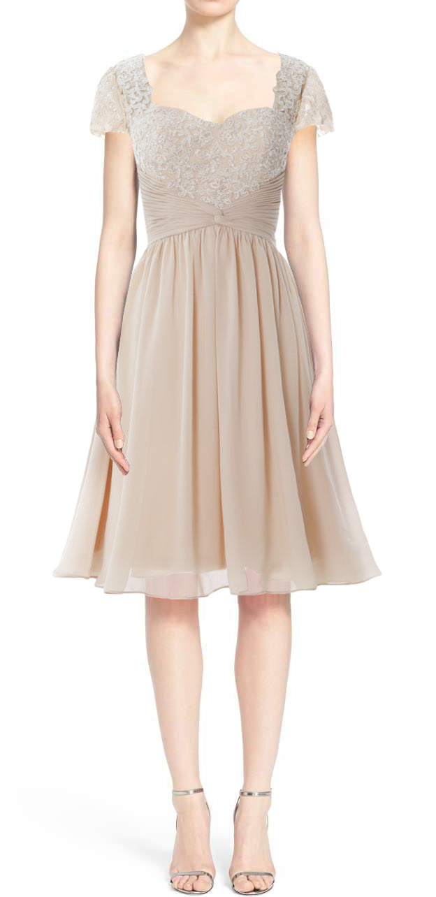 MACloth Damen Abendkleid mit Flügelärmeln, kurzes Spitzenkleid für die Mutter der Braut