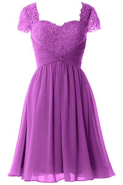 MACloth Women Cap Sleeve Party Formal Gown Short Lace Mother of Bride Dress