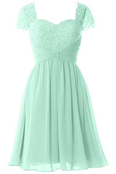 MACloth Women Cap Sleeve Party Formal Gown Short Lace Mother of Bride Dress