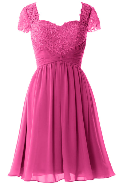 MACloth Women Cap Sleeve Party Formal Gown Short Lace Mother of Bride Dress