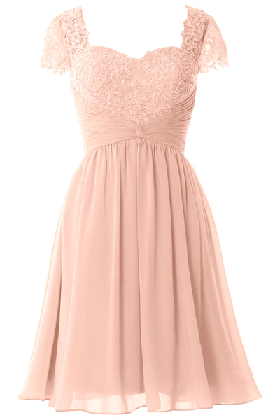 MACloth Women Cap Sleeve Party Formal Gown Short Lace Mother of Bride Dress