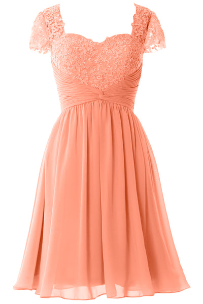MACloth Women Cap Sleeve Party Formal Gown Short Lace Mother of Bride Dress