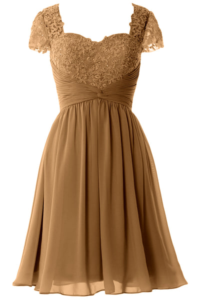 MACloth Women Cap Sleeve Party Formal Gown Short Lace Mother of Bride Dress