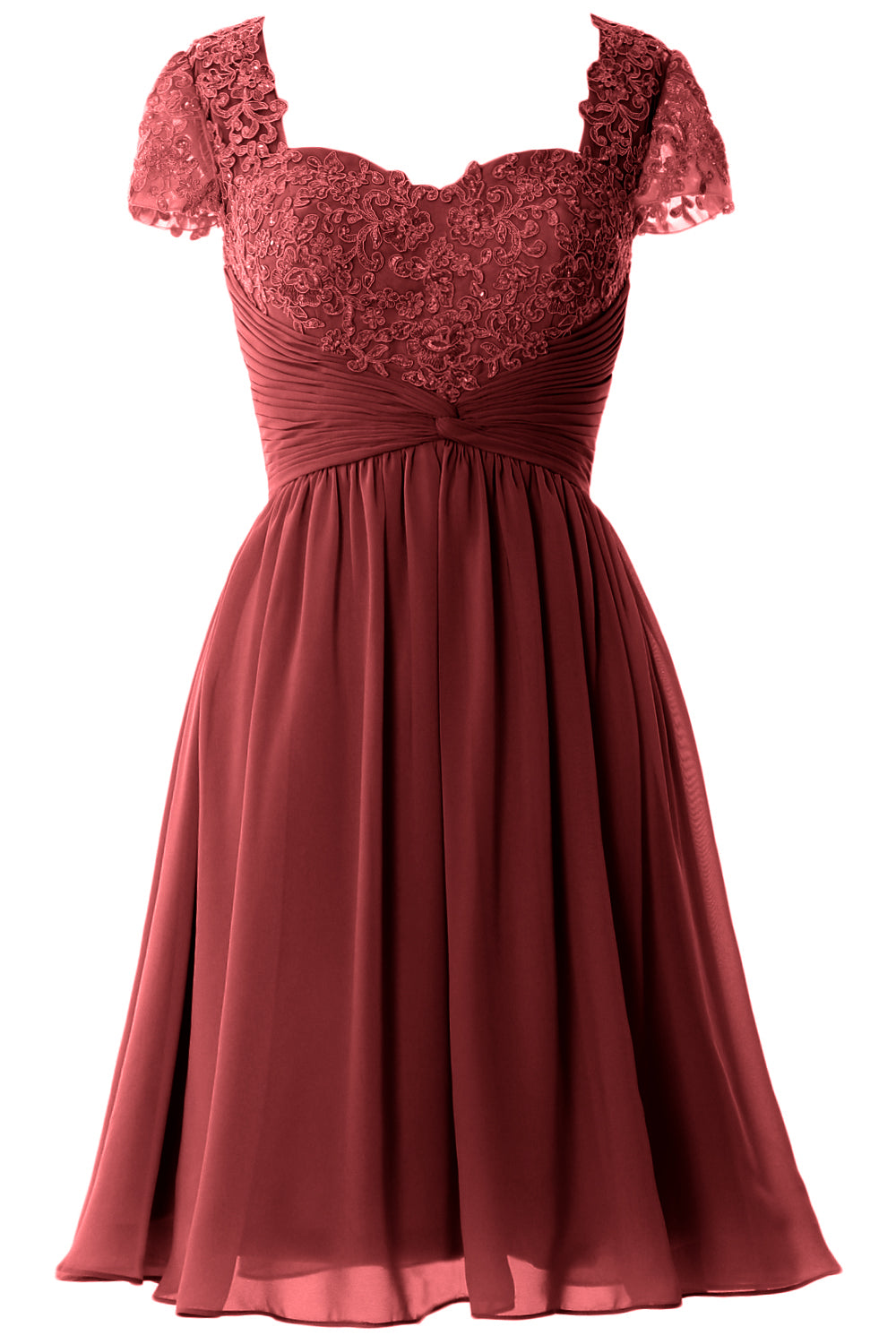 MACloth Damen Abendkleid mit Flügelärmeln, kurzes Spitzenkleid für die Mutter der Braut