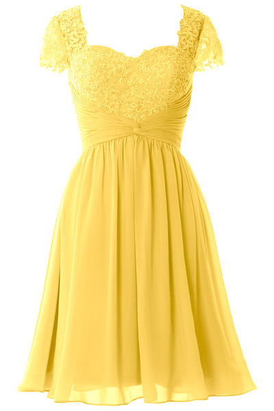 MACloth Women Cap Sleeve Party Formal Gown Short Lace Mother of Bride Dress