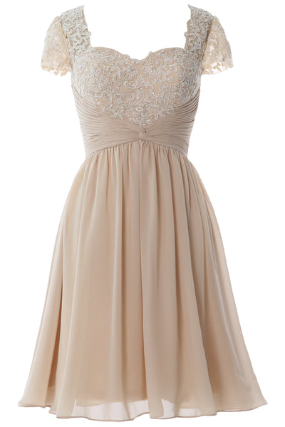 MACloth Women Cap Sleeve Party Formal Gown Short Lace Mother of Bride Dress