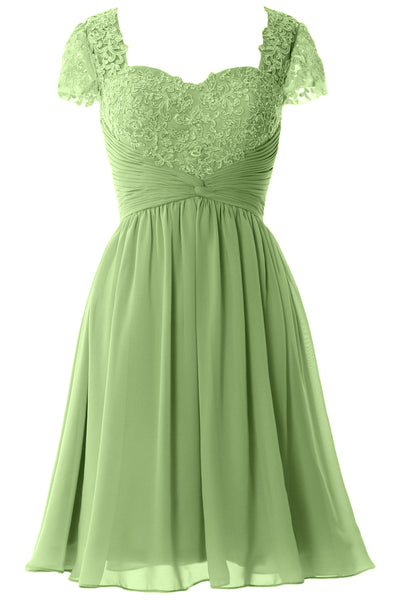 MACloth Women Cap Sleeve Party Formal Gown Short Lace Mother of Bride Dress