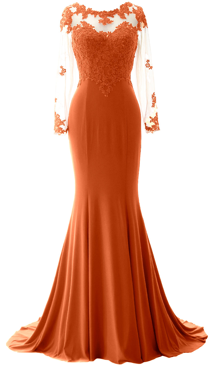 Women Mermaid Long Sleeve Evening Gown Jersey Mother of The Bride Dress