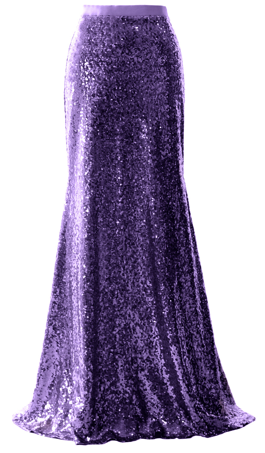 MACloth Elegant Sequin Long Mermaid Skirt Wedding Bridesmaid Party Dress