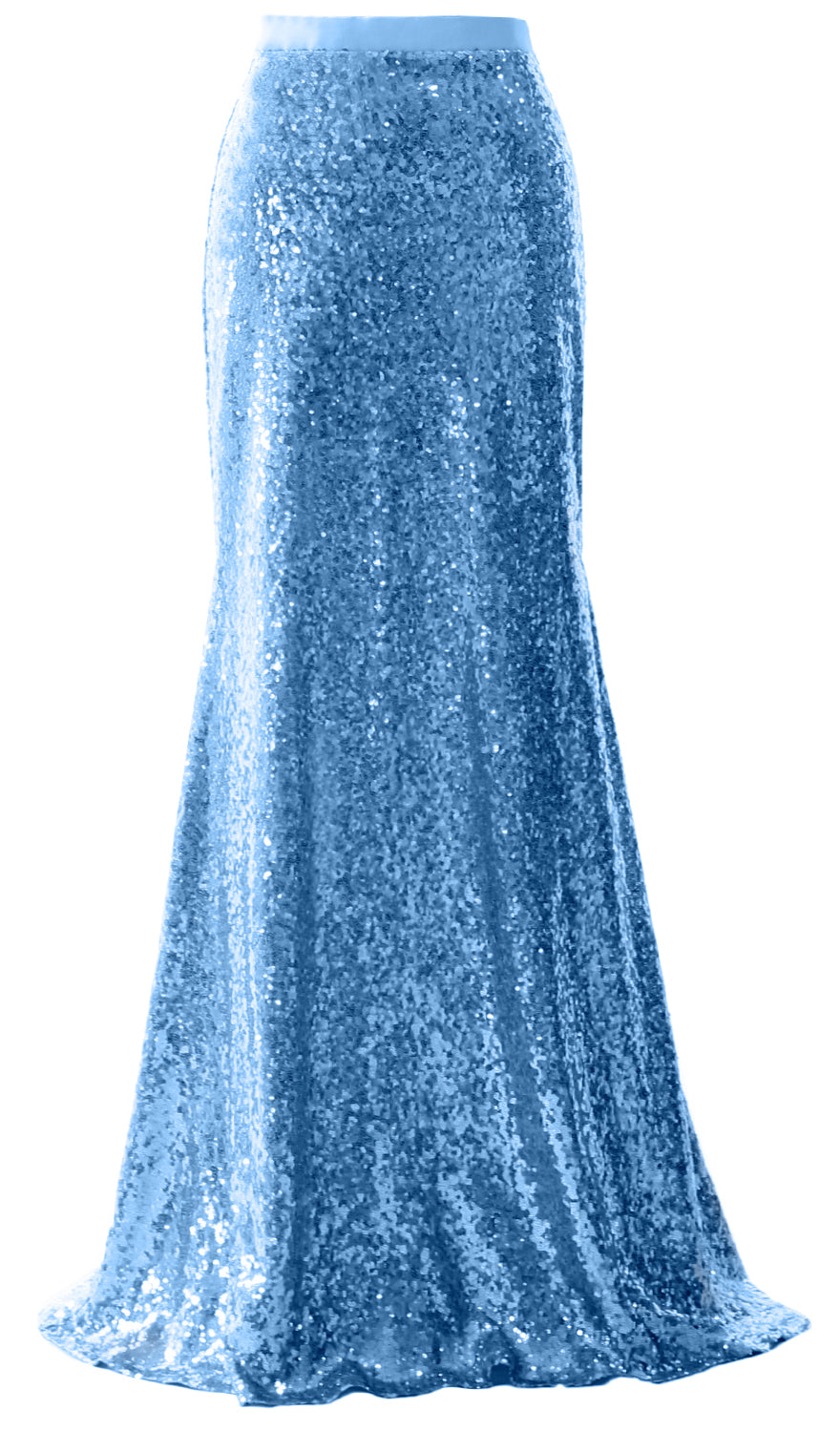 MACloth Elegant Sequin Long Mermaid Skirt Wedding Bridesmaid Party Dress