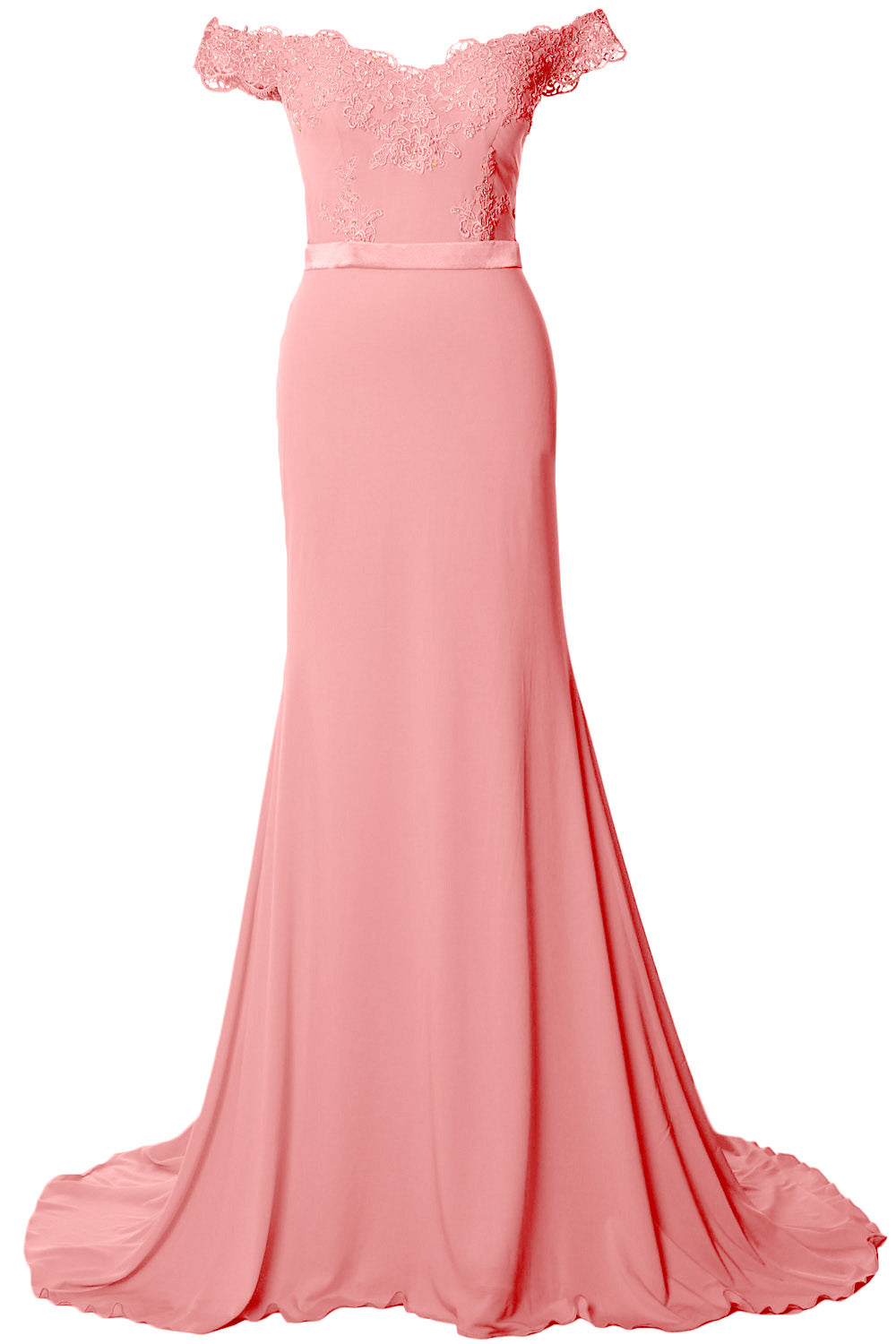 MACloth Women Prom Dresses Mermaid Off the Shoulder Lace Formal Evening Gown