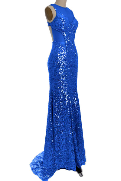 MACloth Gorgeous Mermaid Cut Out Sequin Long Prom Party Dress Evening Gown