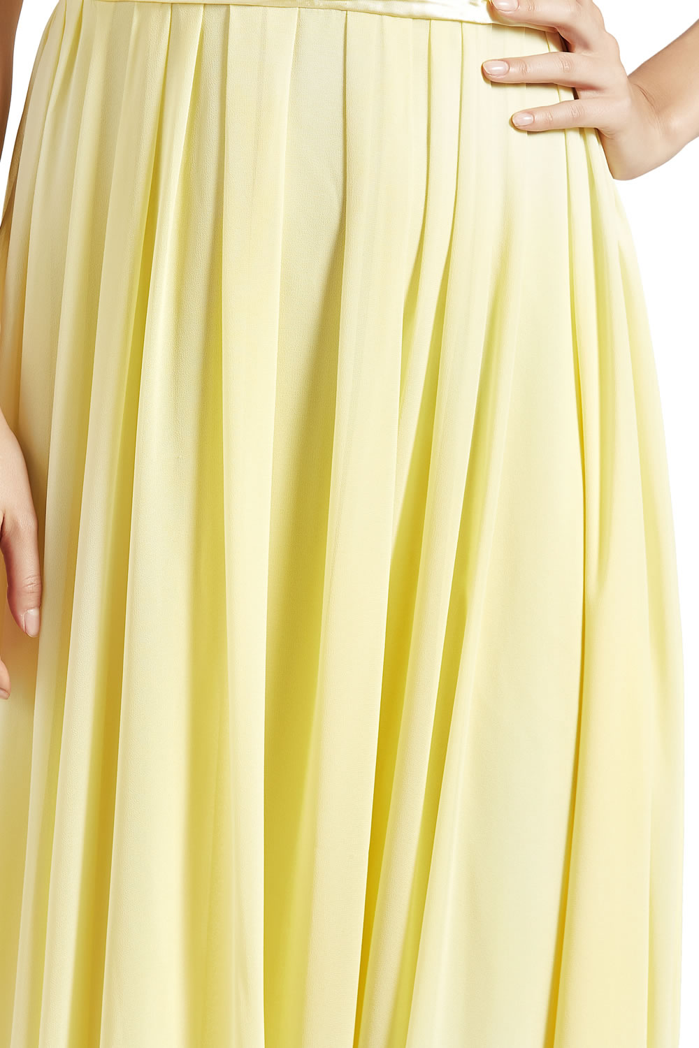 MACloth Damen Langes V-Ausschnitt Chiffon Brautjungfernkleid mit Rüschen BD