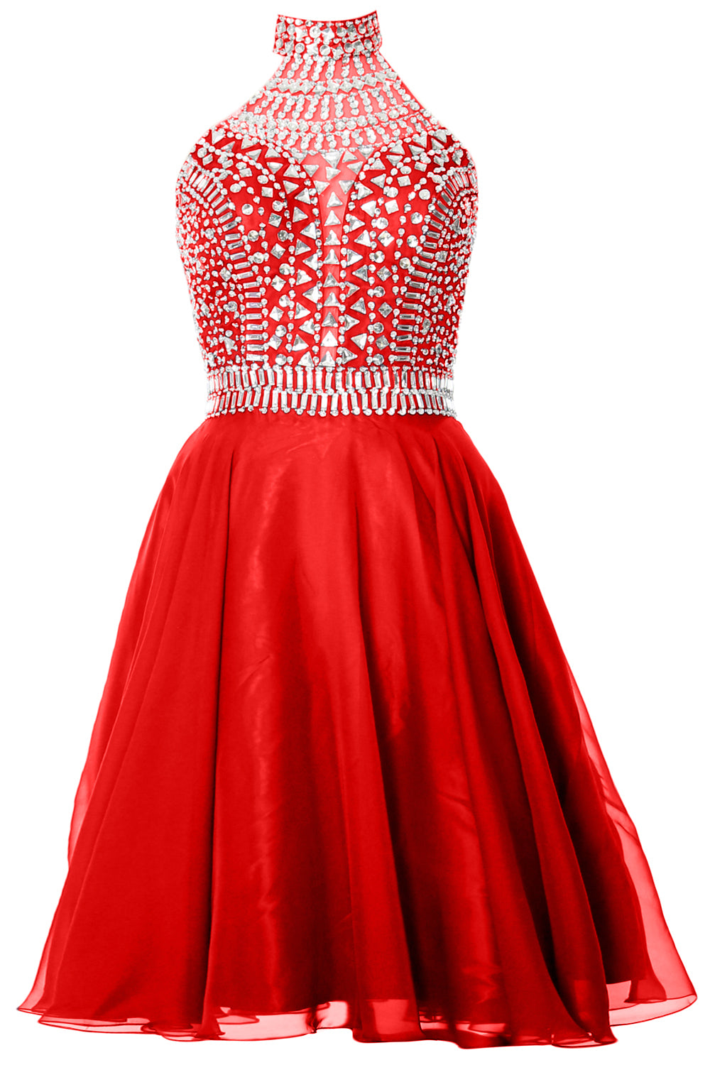 Vestido de fiesta de graduación con cuello alto y cuello halter de MACloth