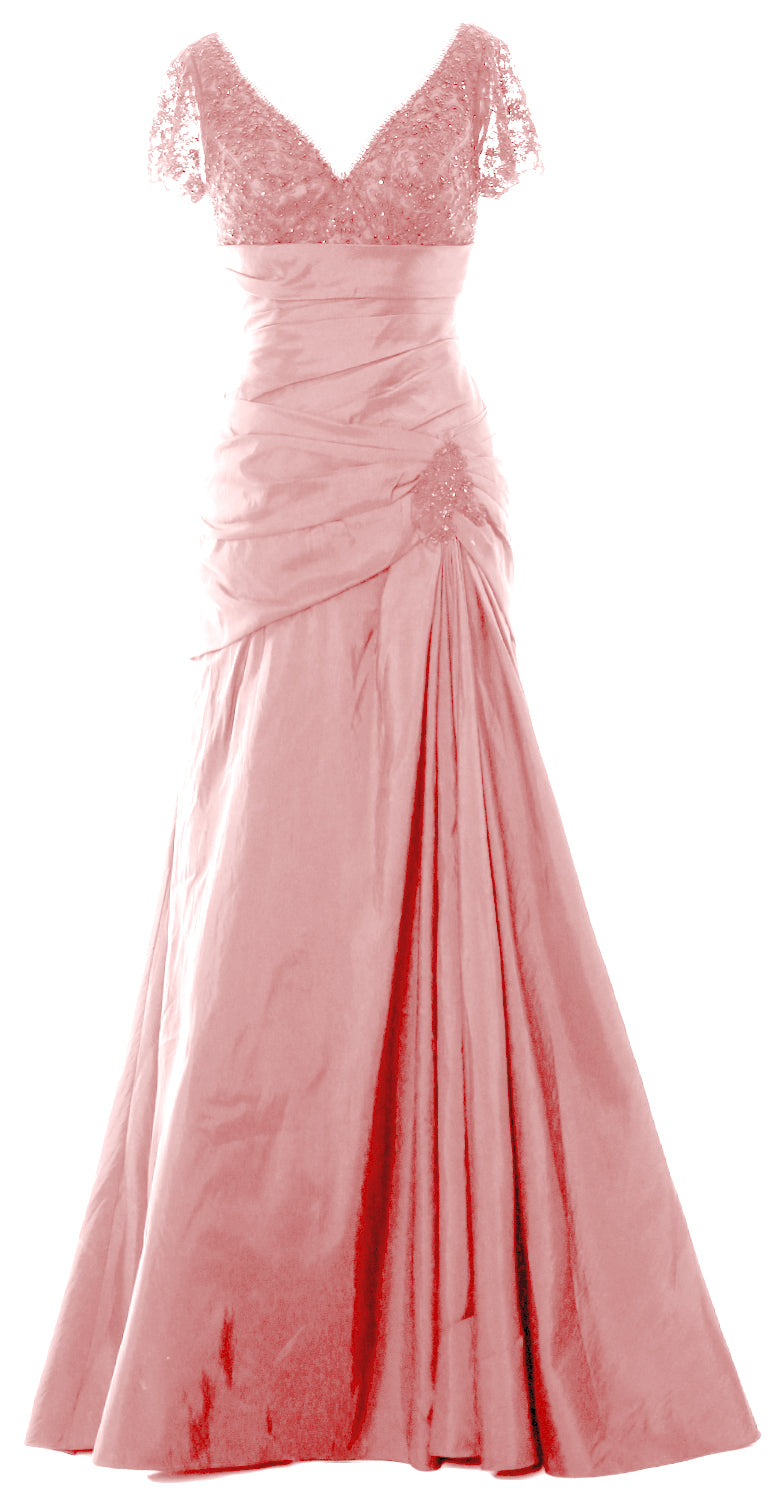 MACloth Mother of Bride Dresses Mermaid Short Sleeves Evening Party Formal Gown