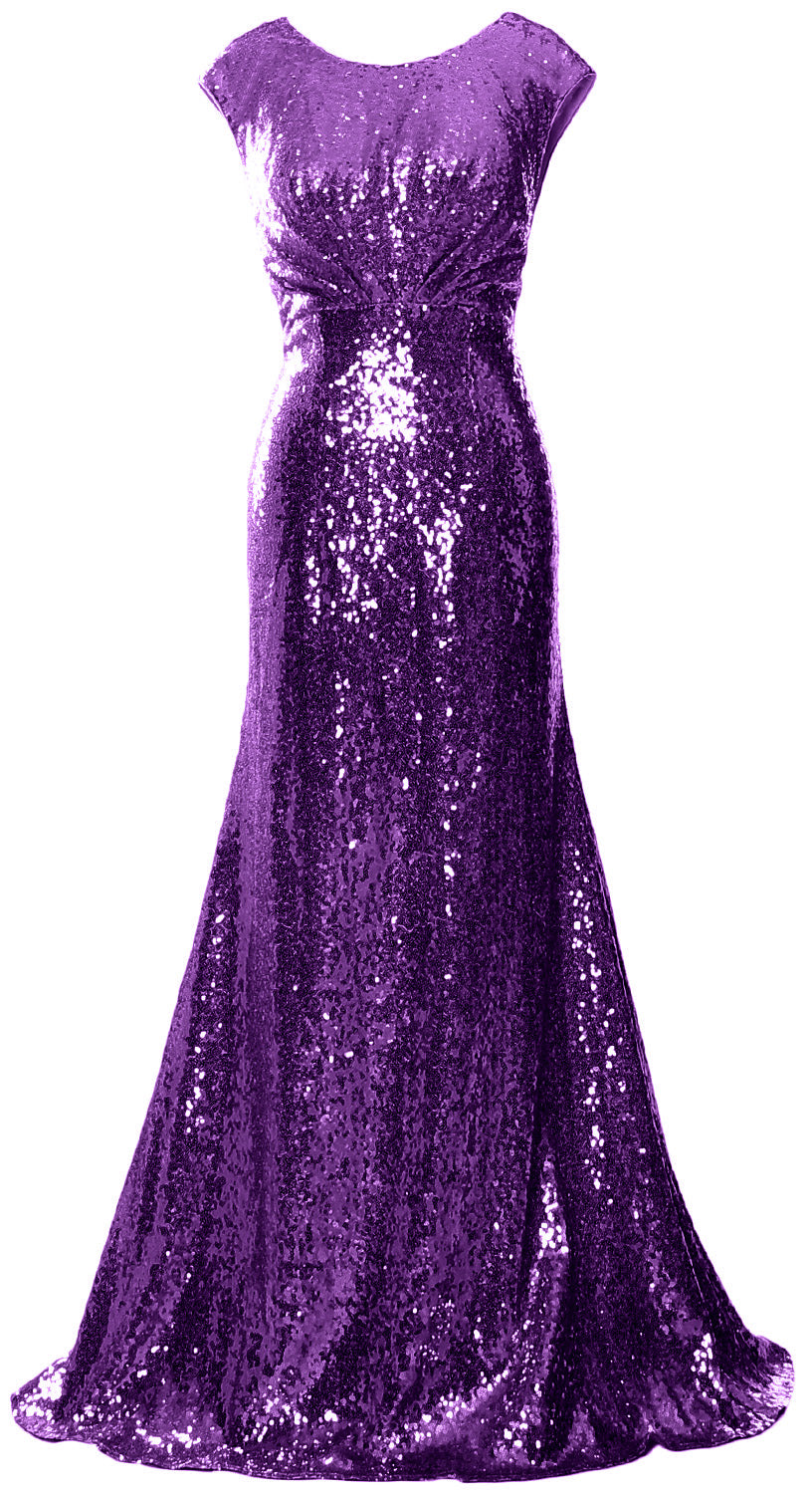 MACloth Damen Kleider für die Brautmutter mit Flügelärmeln und Pailletten, formelles Brautjungfernkleid