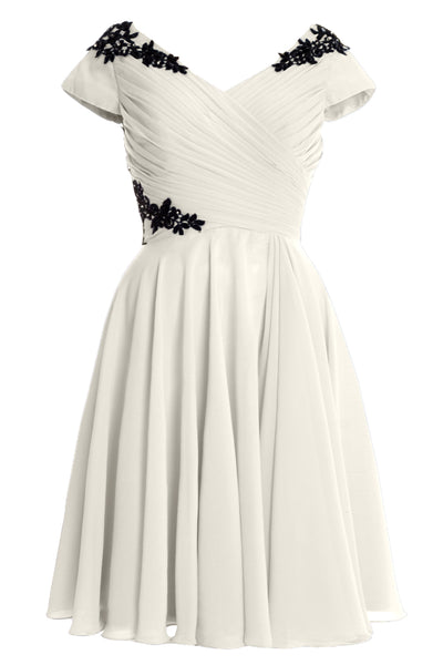 MACloth Women Mother of Bride Groom Dresses Short Cap Sleeve Bridesmaid BD MoH