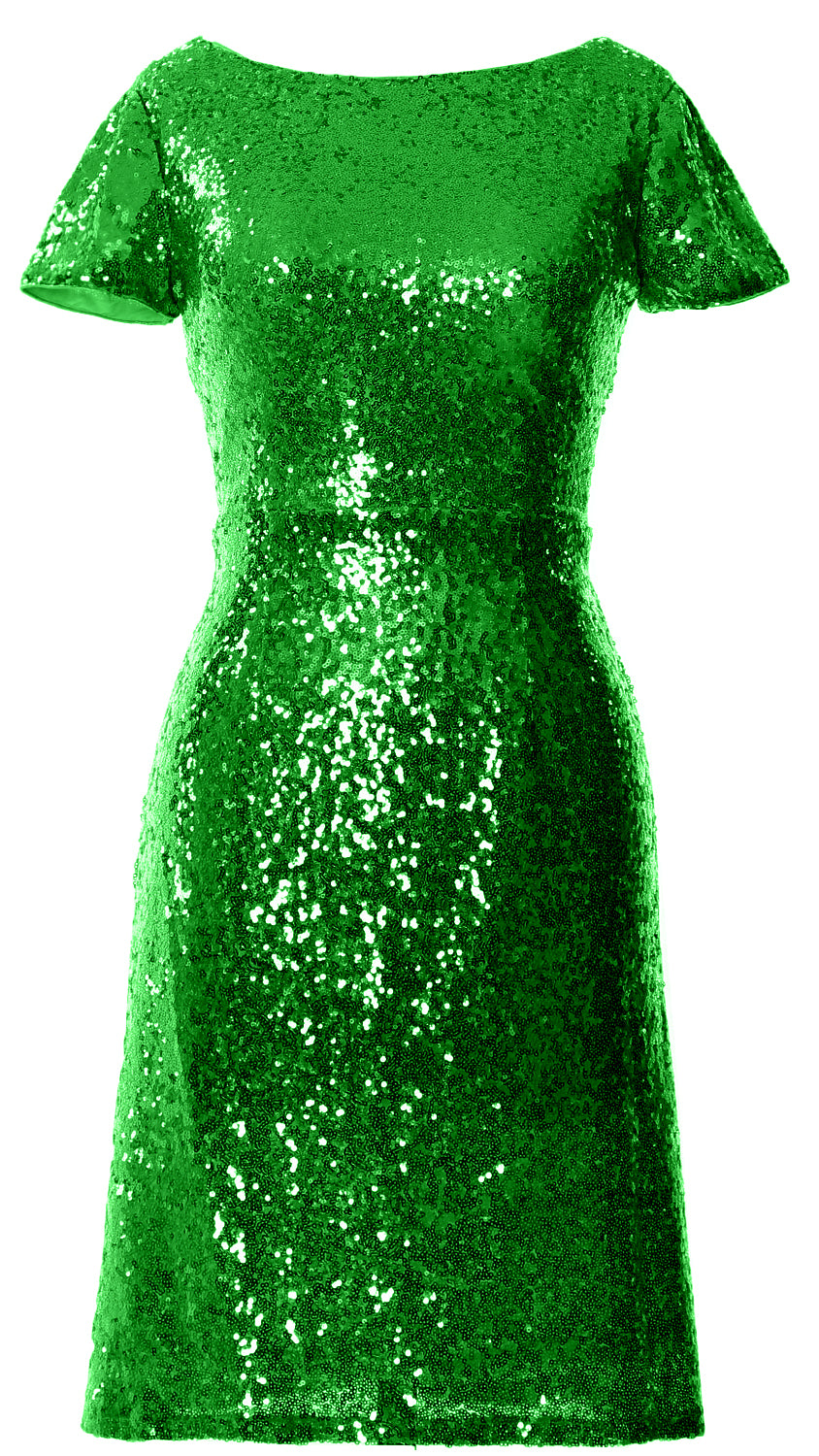 MACloth Damen Kurze Ärmel Knielange Pailletten Brautjungfern Cocktailkleider