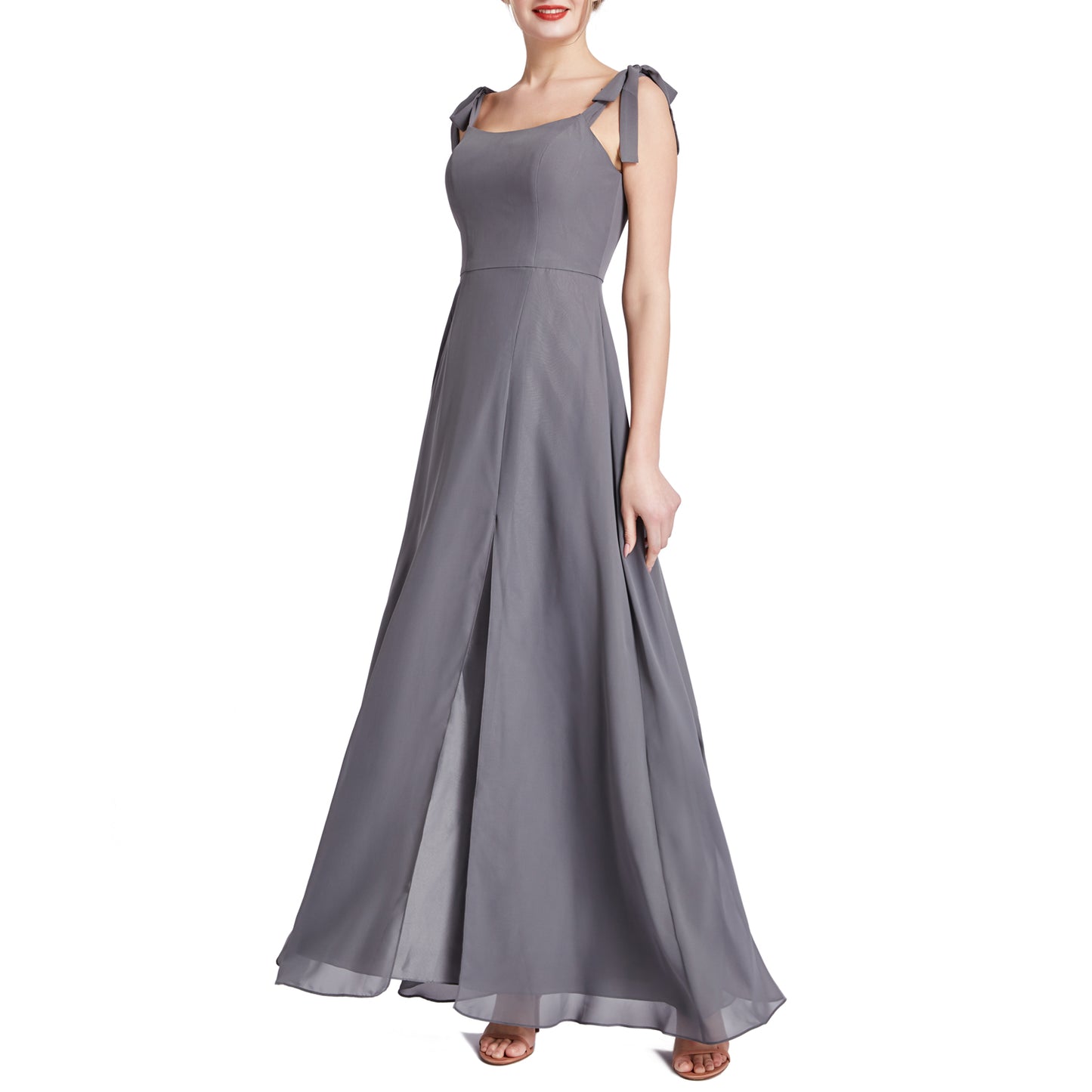 MACloth Damen Chiffon A-Linie Langes, hübsches Brautjungfernkleid für Hochzeit