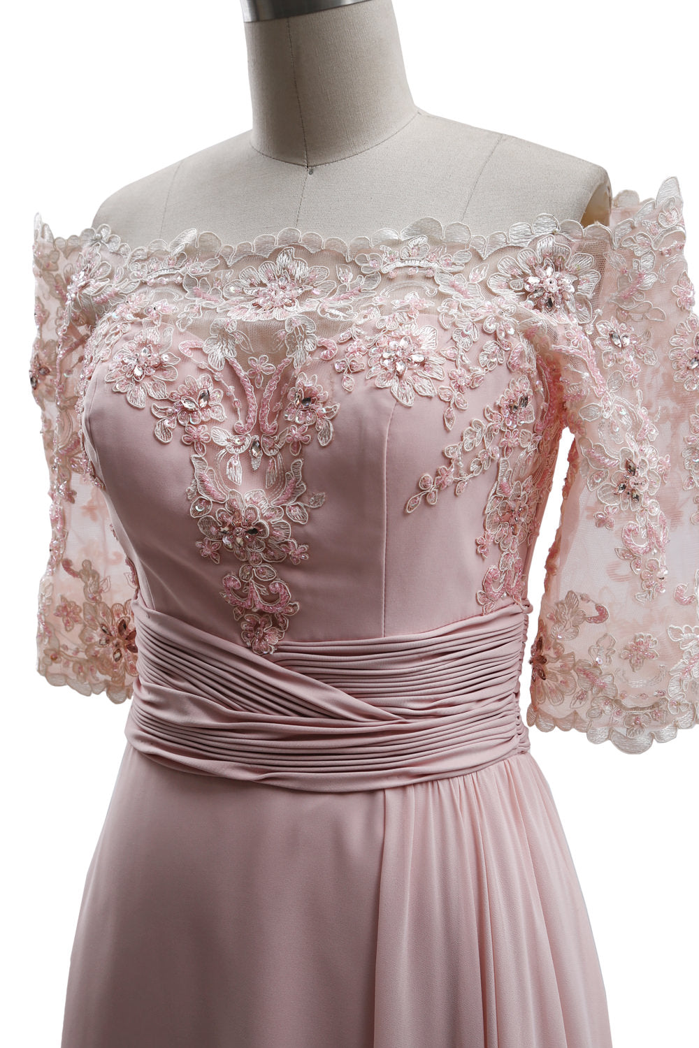 MACloth Damen-Kleid für die Brautmutter, schulterfrei, Spitze, lang, formelles Abendkleid