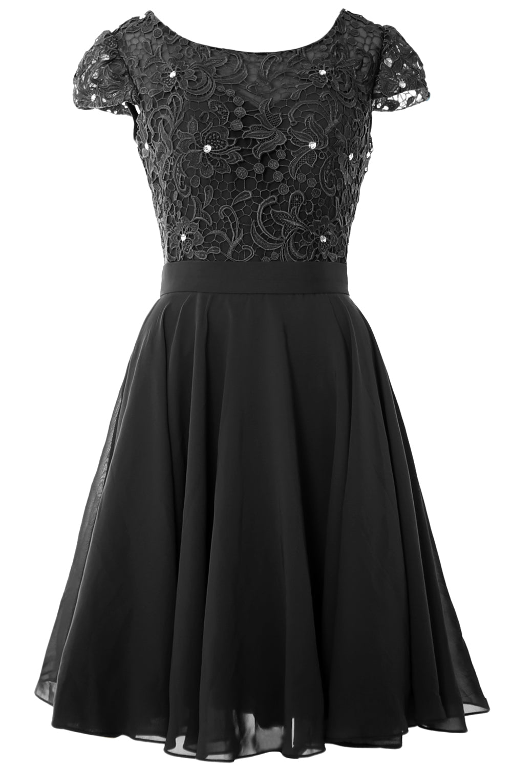 MACloth Women Short Cap Sleeve Lace Wedding Bridesmaid Mother Dresses Homecoming