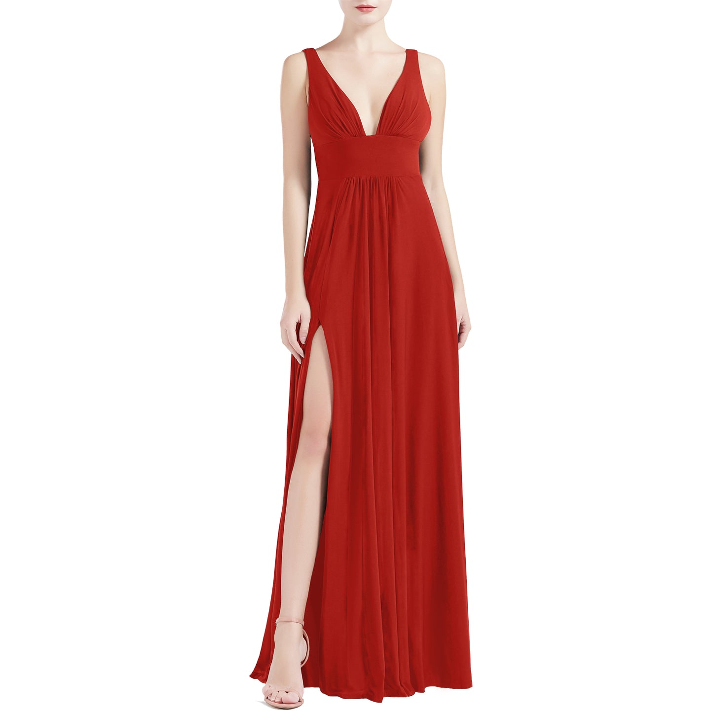 MACloth Women V Neck Stretchy Jersey Maxi Wedding Party Bridesmaid Dresses Prom Gown Red / Above Knee / Custom Size MACloth Women V Neck Stretchy Jersey Maxi Wedding Party Bridesmaid Dresses Prom Gown Red / Above Knee / Custom Size