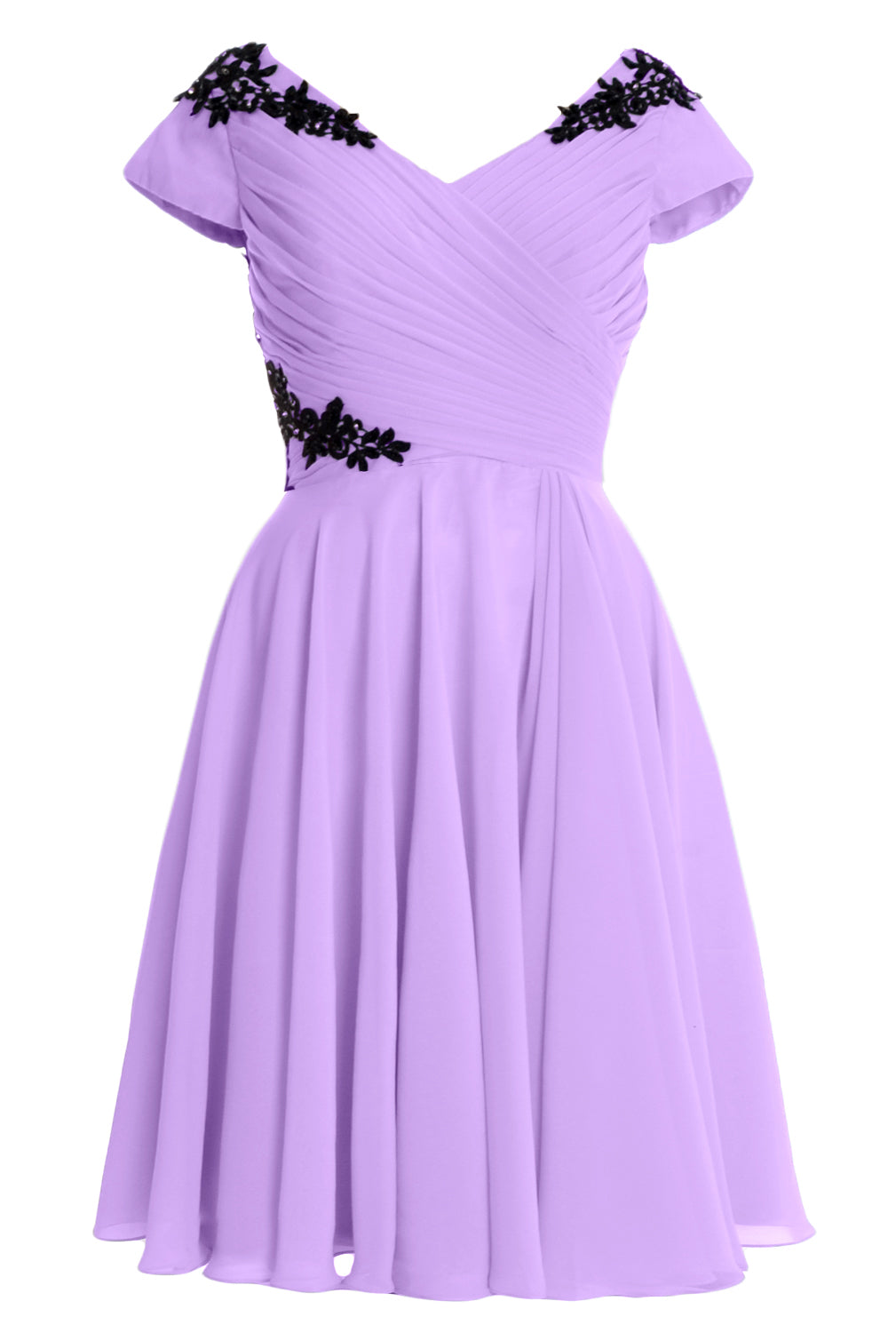 MACloth Damen Kleider für die Brautmutter und den Bräutigam, kurz, Flügelärmel, Brautjungfer, BD MoH