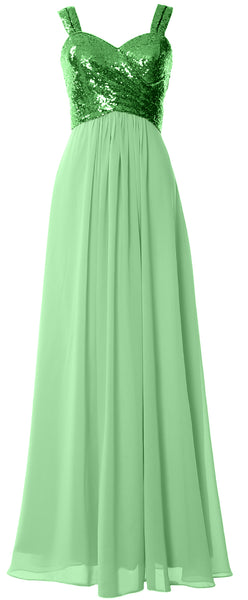 MACloth Women Sequin Chiffon Long Bridesmaid Dress Cowl Back