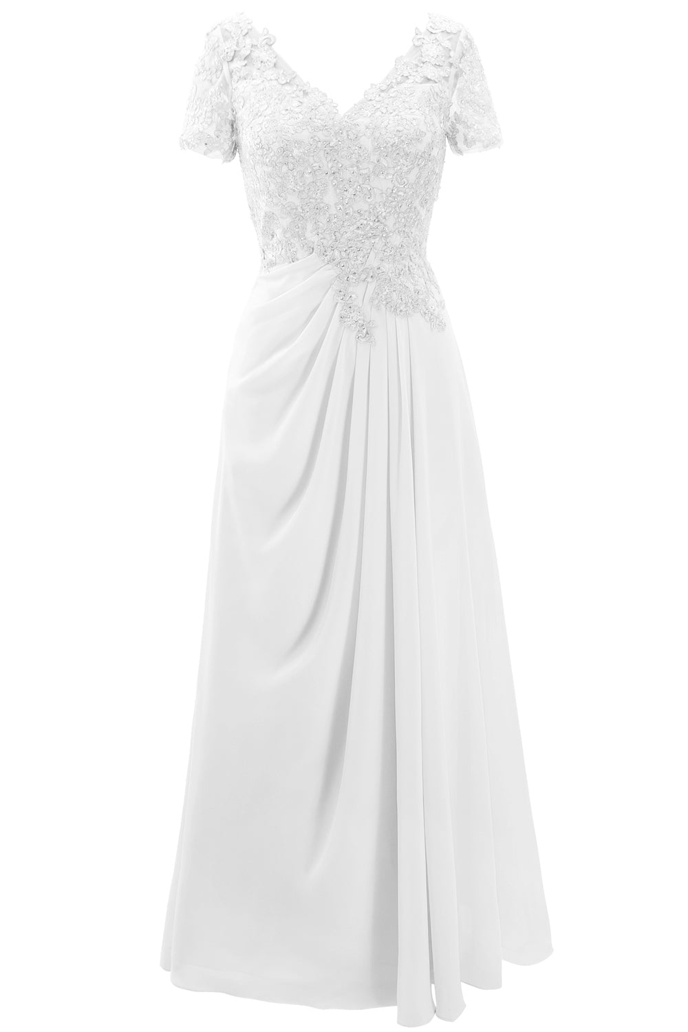 MACloth Damen Kleider für die Brautmutter, kurzärmlig, Spitze, für Hochzeit, Abendkleid