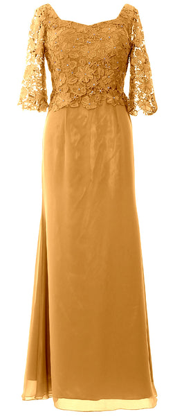 MACloth Women Mother of Bride Dresses Half Sleeves Lace Formal Evening Gown