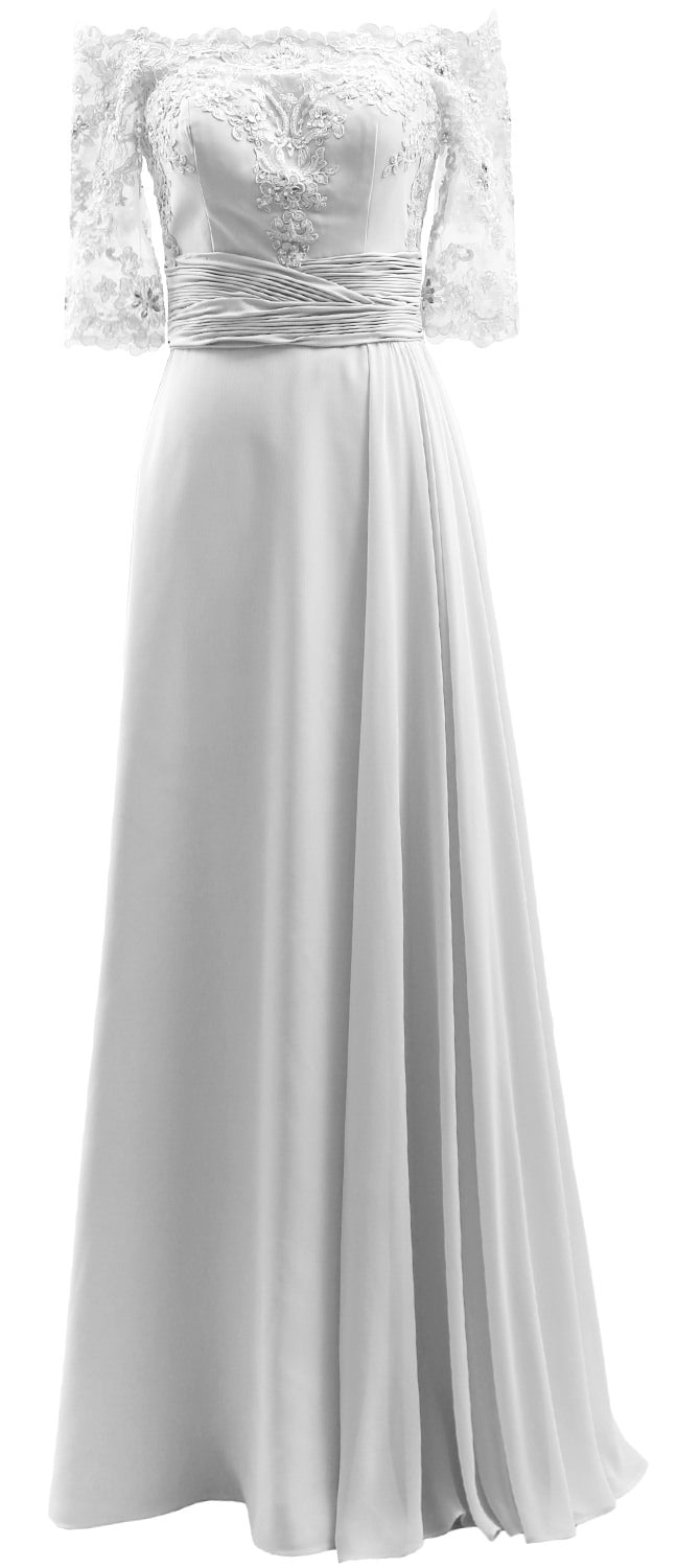MACloth Damen-Kleid für die Brautmutter, schulterfrei, Spitze, lang, formelles Abendkleid