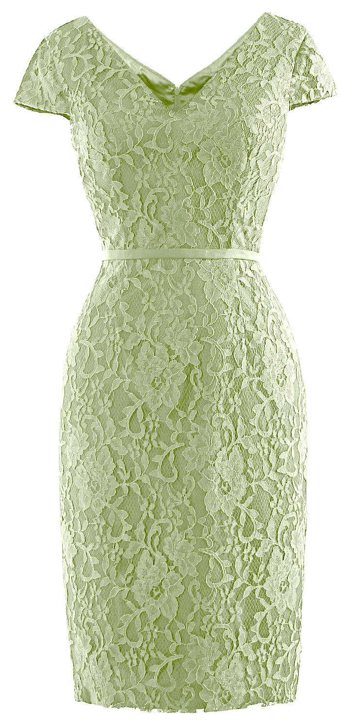 MACloth Women Vintage Short Lace Cap Sleeve Mother of Bride Dress Wedding Party