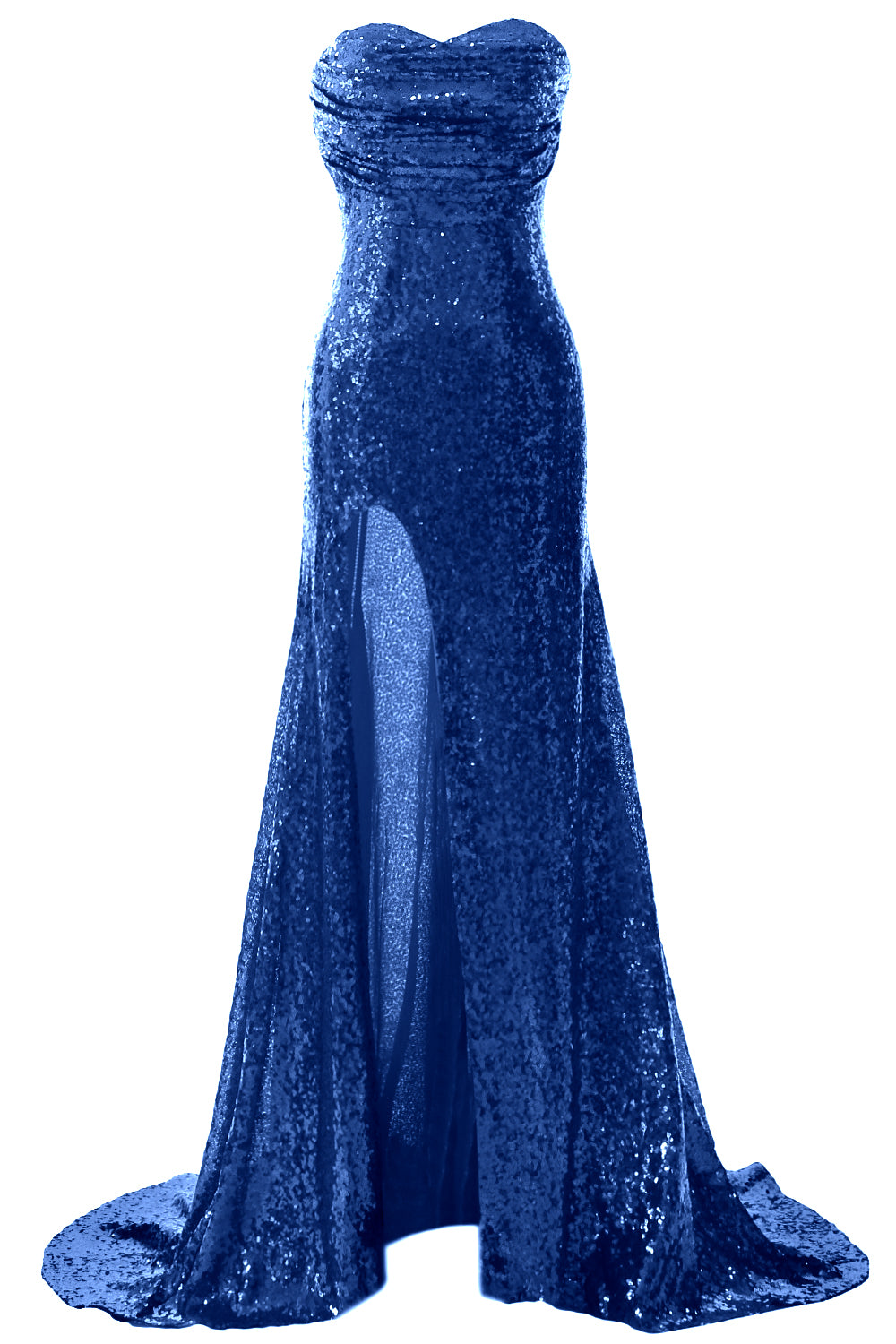 MACloth Sequin Prom Dresses Mermaid Strapless Formal Evening Gown with Split