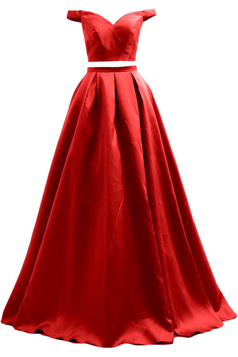 MACloth Women Prom Dresses Two Piece Off Shoulder Formal Evening Ball Gown